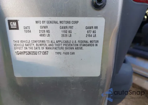 2005 Buick Lesabre Custom from USA, damaged, VIN 1G4HP52K05U171367